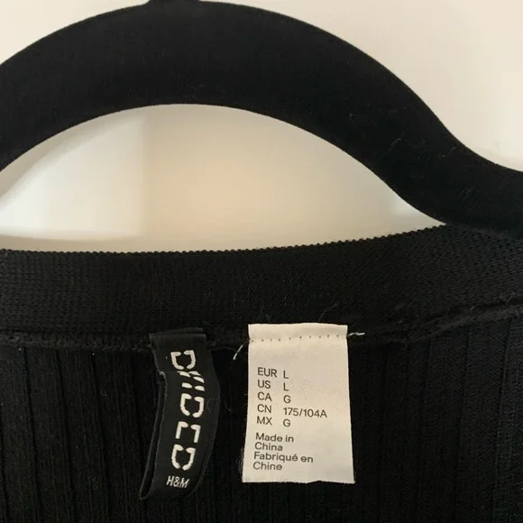 H&M Black Ribbed Knit Top Size Large - Picture 4 of 6